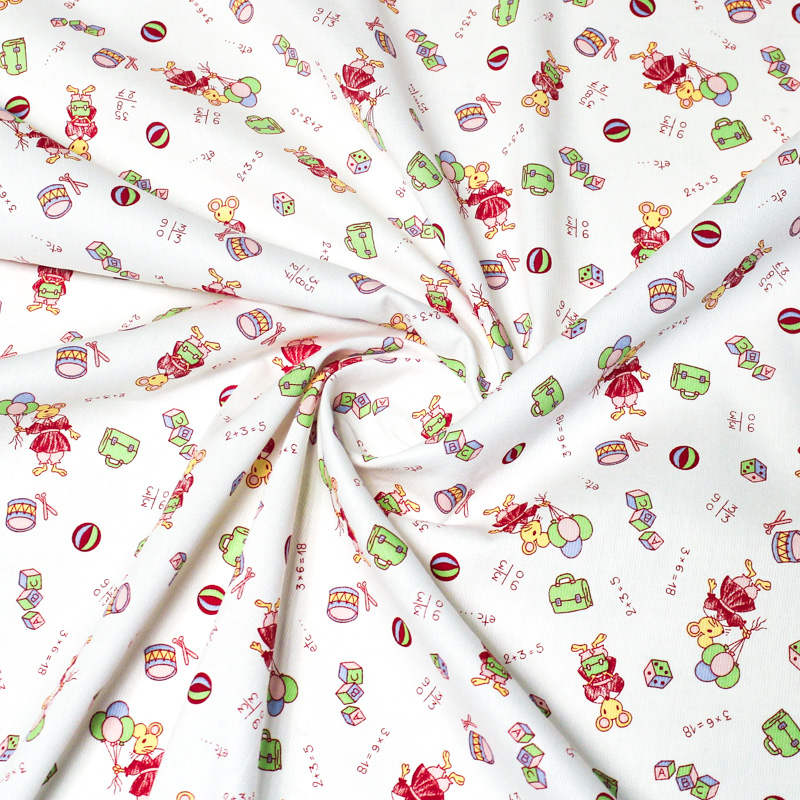 Piqué 100% coton milleraies - Souris écolière