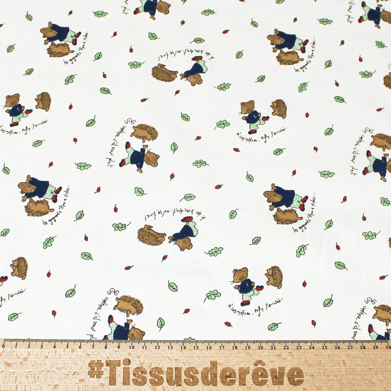 Piqué 100% coton milleraies - Hérisson et souris