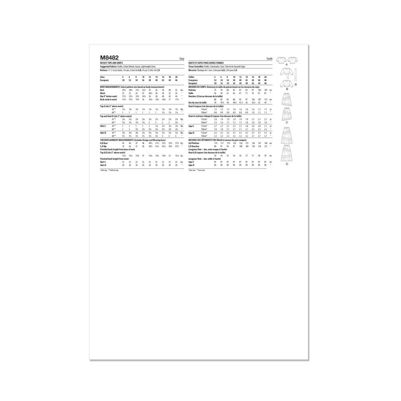 Patron McCall's 8482.D5 - Tops et jupes