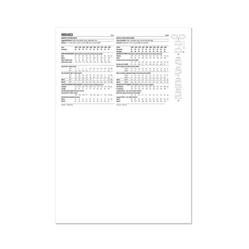 Patron McCall's 8483.W2 - Hauts et jupes