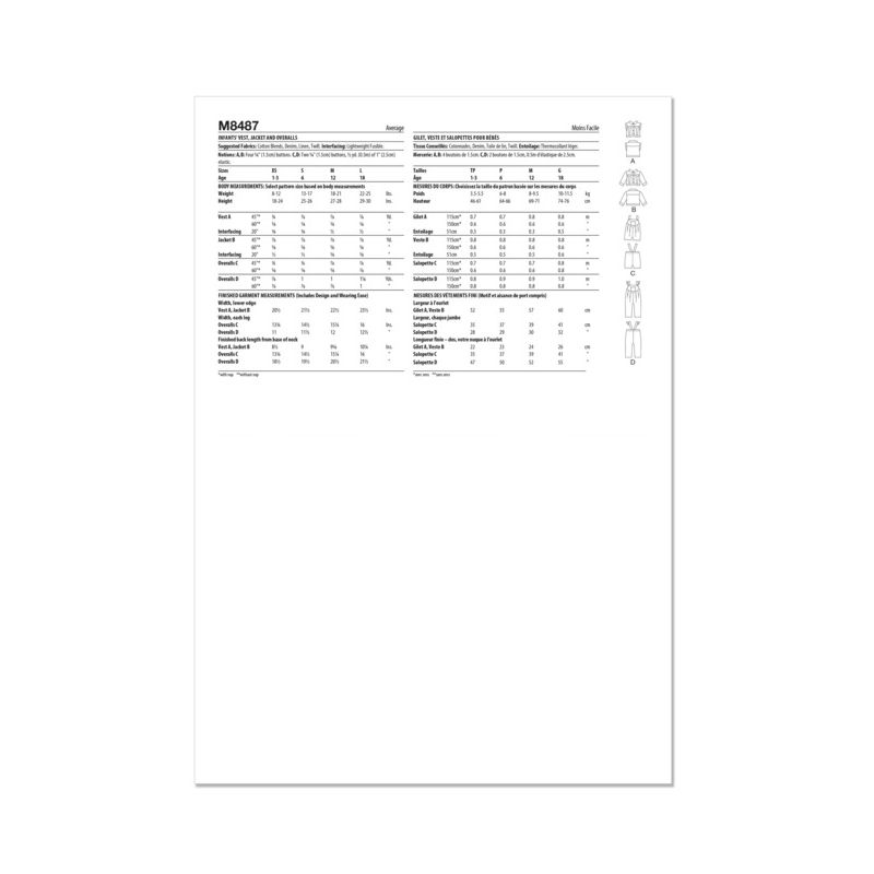 Patron McCall's 8487.A - Gilet, Veste et Salopette