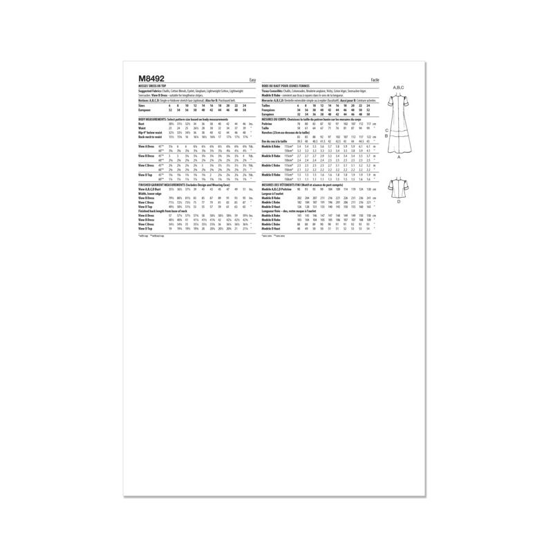 Patron McCall's 8492.H5 - Robe et haut