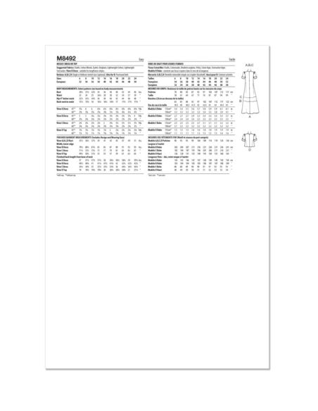 Patron McCall's 8492.H5 - Robe et haut