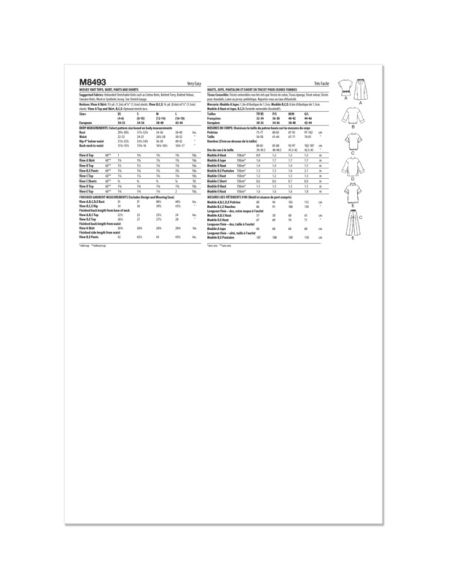 Patron McCall's 8493.A - Hauts, jupe, pantalon et short