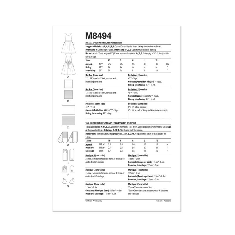 Patron McCall's 8494.A - Tablier