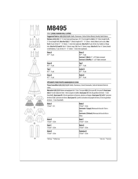 Patron McCall's 8495.OS - Vêtements pour poupée de 29,5cm