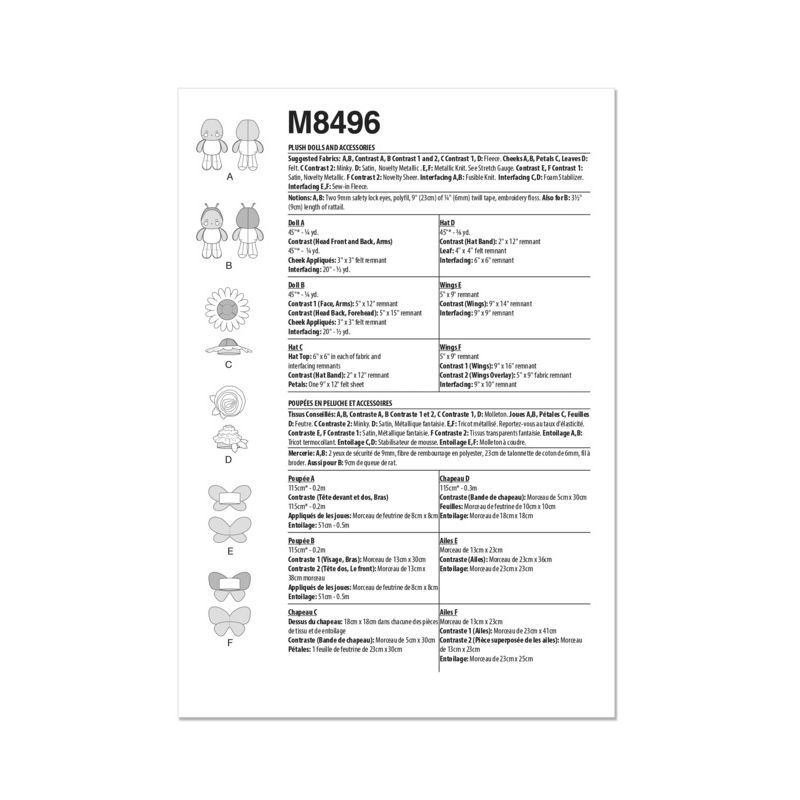 Patron McCall's 8496.OS - Poupées de 23 cm