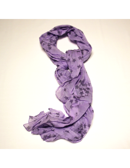 Étole 100% coton - Étoile fond lilas