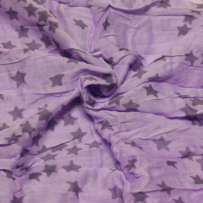 Étole 100% coton - Étoile fond lilas