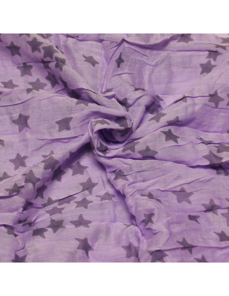 Étole 100% coton - Étoile fond lilas