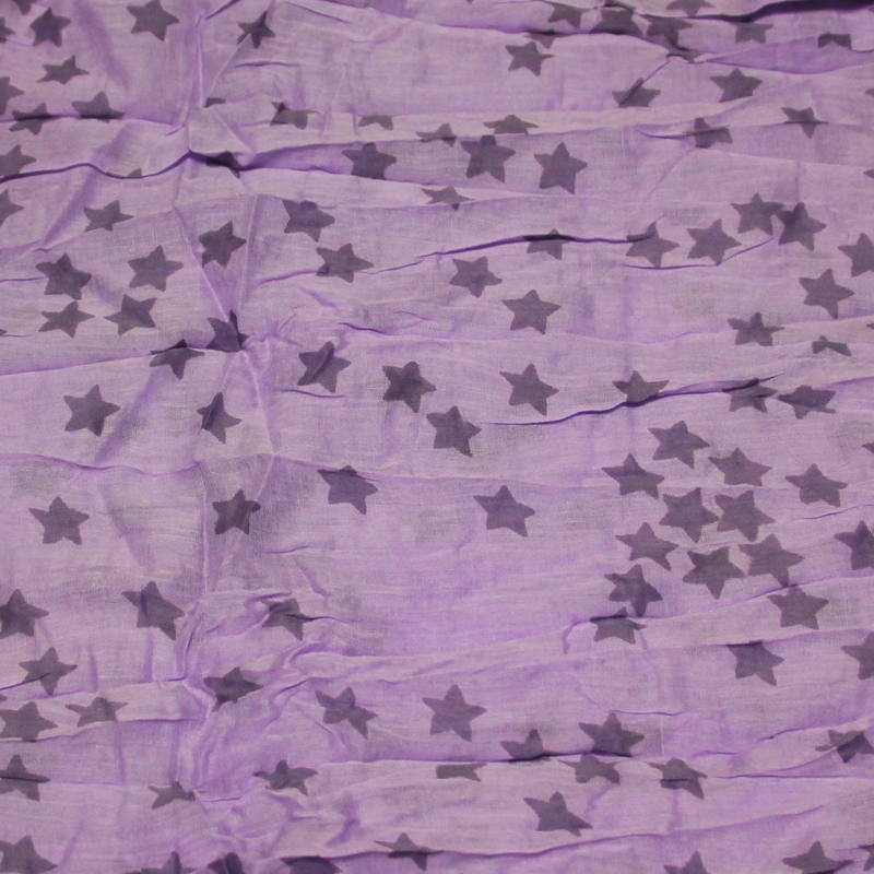 Étole 100% coton - Étoile fond lilas