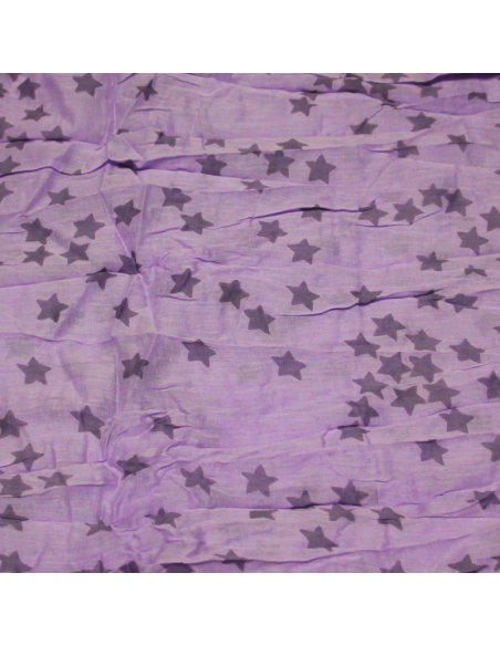 Étole 100% coton - Étoile fond lilas