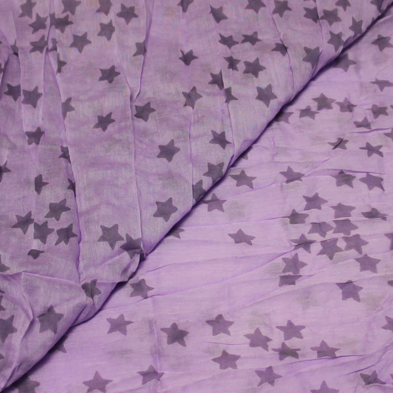 Étole 100% coton - Étoile fond lilas