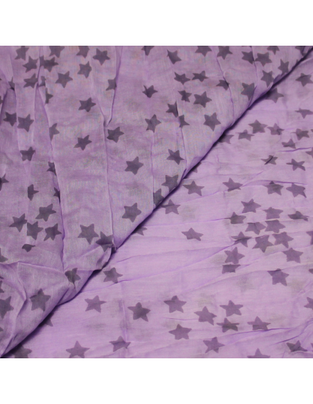 Étole 100% coton - Étoile fond lilas