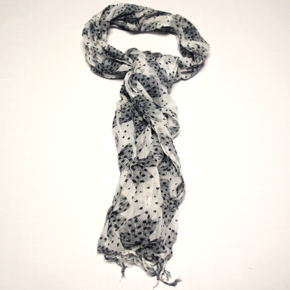 Étole 100% coton - Nœud papillon nuit fond blanc