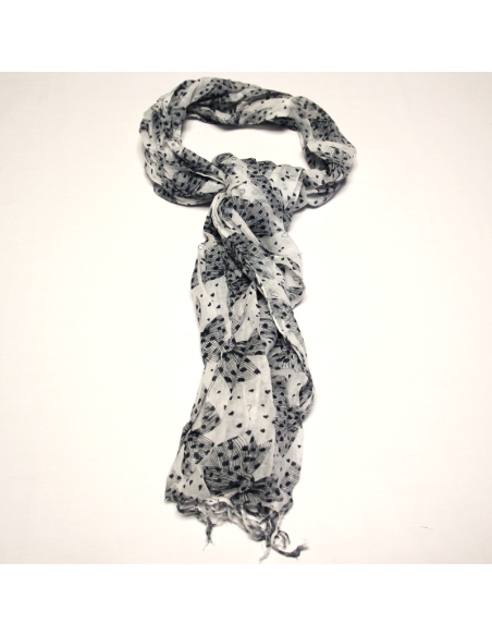 Étole 100% coton - Nœud papillon nuit fond blanc