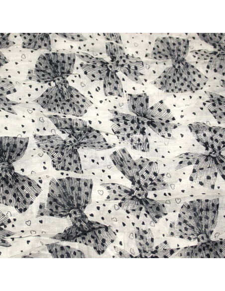 Étole 100% coton - Nœud papillon nuit fond blanc