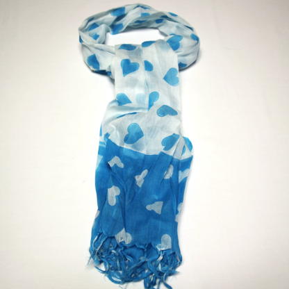 Étole 100% coton - Cœur turquoise