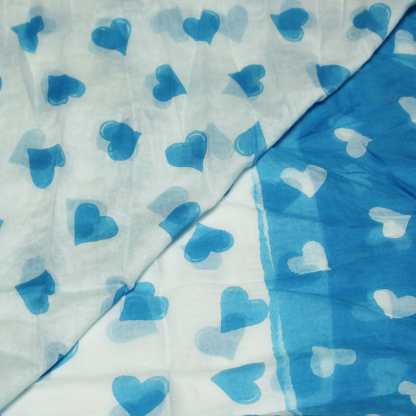 Étole 100% coton - Cœur turquoise 2