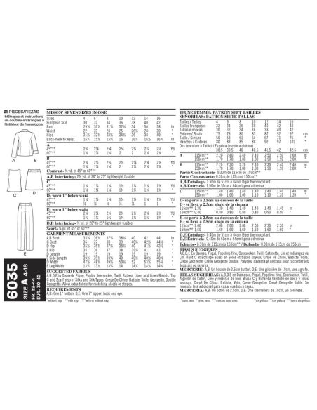 Patron New Look 6035 - Tailleur