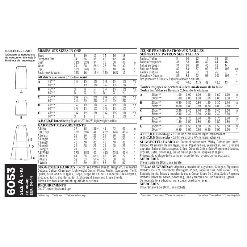 Patron New Look 6053 - Jupe