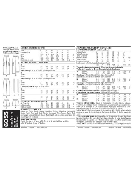 Patron New Look 6055 - Pantalon