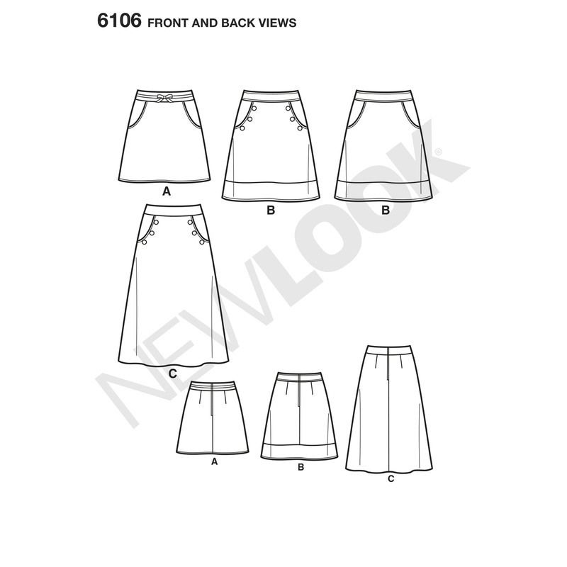 Patron New Look 6106 - Jupe