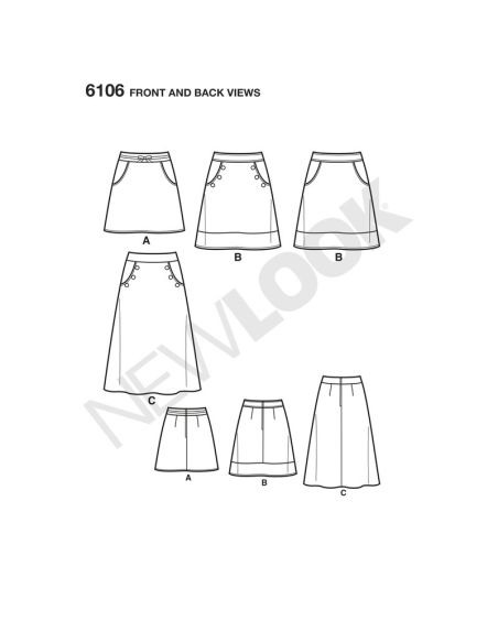 Patron New Look 6106 - Jupe
