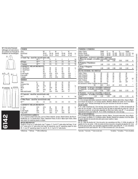 Patron New Look 6142 - Vêtements de sport