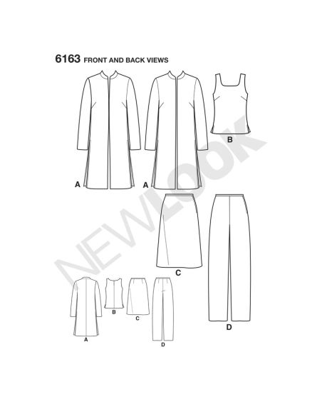 Patron New Look 6163 - Ensemble veste, haut, pantalon