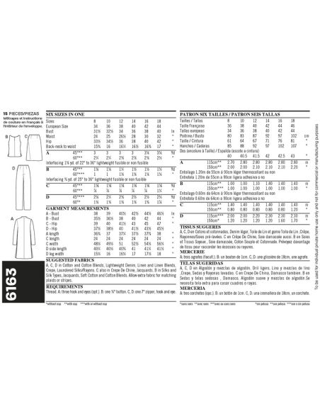 Patron New Look 6163 - Ensemble veste, haut, pantalon