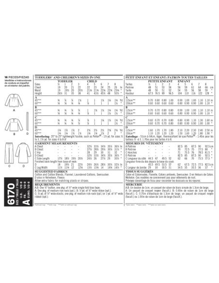 Patron New Look 6170 - Vêtements de nuit pour enfants