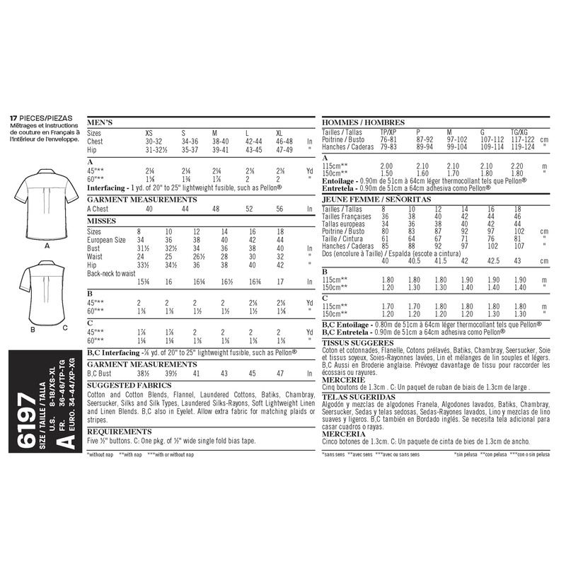 Patron New Look 6197 - Chemise