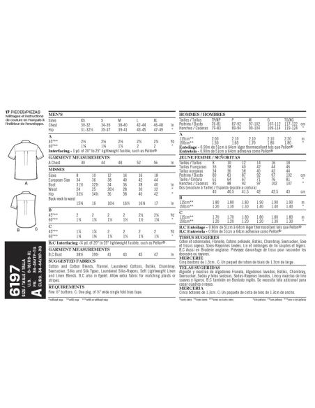 Patron New Look 6197 - Chemise