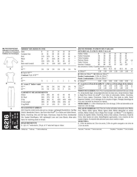 Patron New Look 6216 - Ensemble femmes