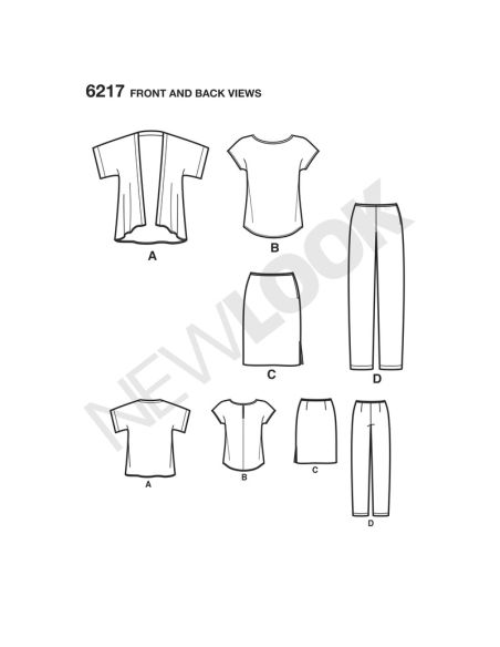 Patron New Look 6217- Ensemble femmes