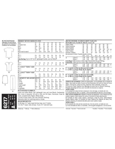 Patron New Look 6217- Ensemble femmes