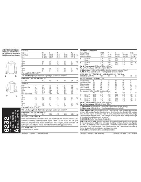 Patron New Look 6232 - Chemise