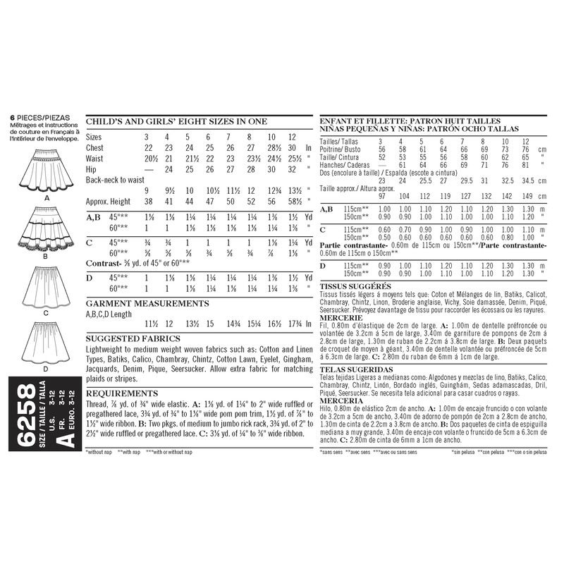 Patron New Look 6258 - Jupe