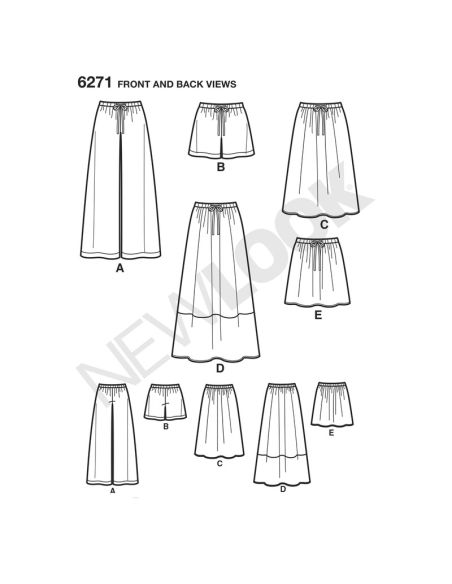 Patron New Look 6271 - Jupe, short et pantalon
