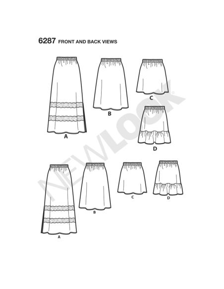 Patron New Look 6287 - Jupes