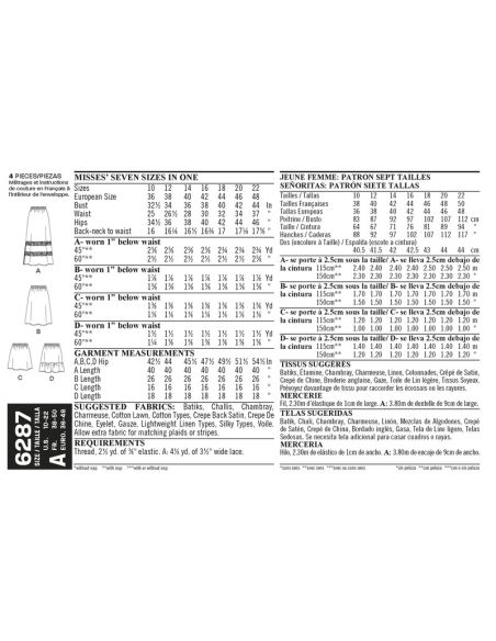 Patron New Look 6287 - Jupes