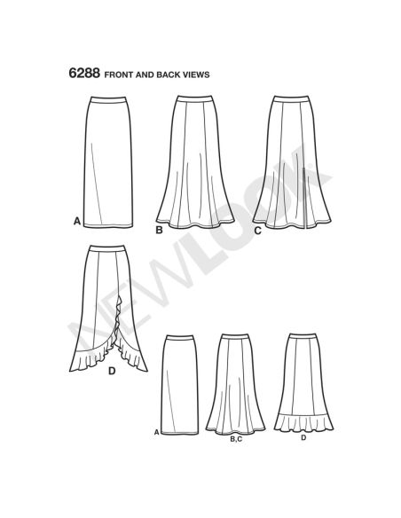 Patron New Look 6288 - Jupe longue