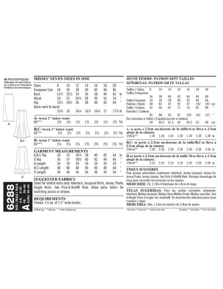 Patron New Look 6288 - Jupe longue