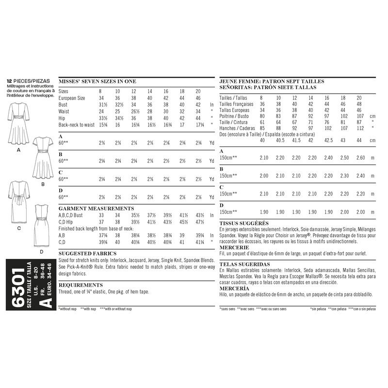 Patron New Look 6301 - Robe portefeuille
