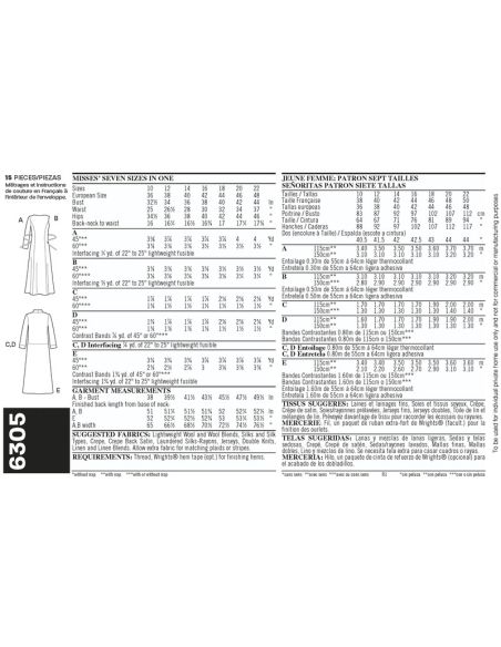 Patron New Look 6305 - Robes et vestes