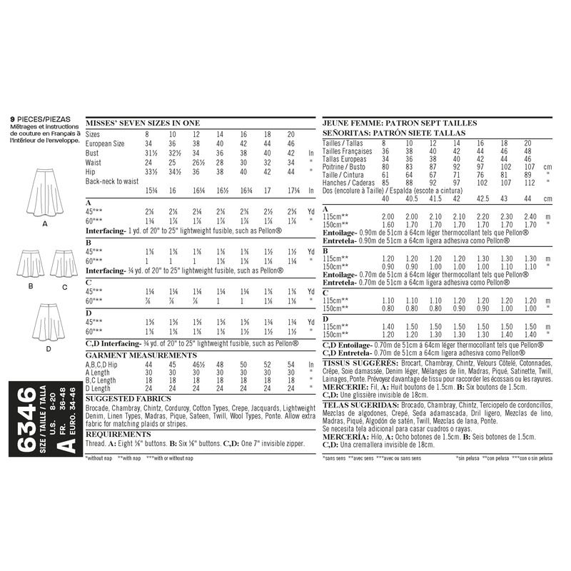 Patron New Look 6346 - Jupe