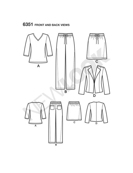 Patron New Look 6351 - Ensemble dame