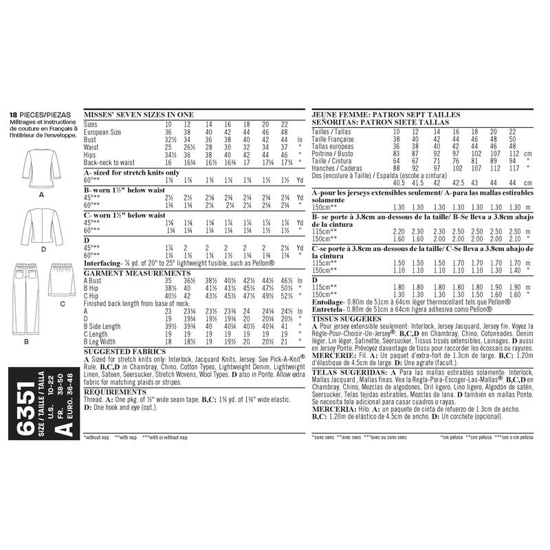 Patron New Look 6351 - Ensemble dame