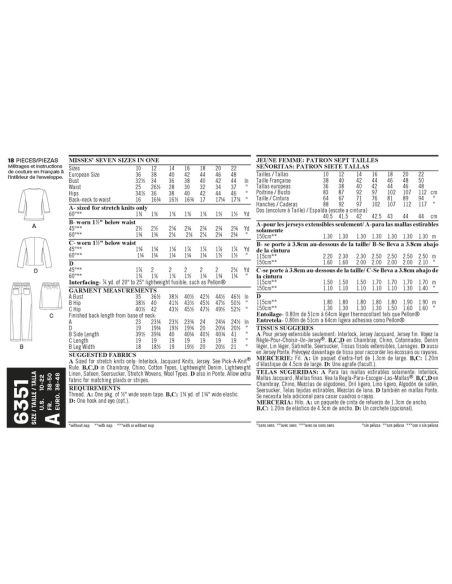 Patron New Look 6351 - Ensemble dame